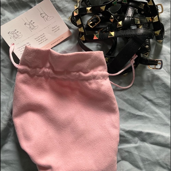 NWTO! Faux blk leather shoe straps with gold studs - Picture 1 of 2